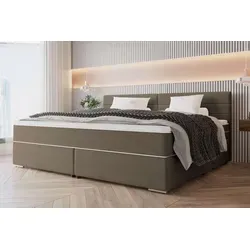 99rooms Phönix Familienbett Boxspringbett 220×200 cm – Modernes Design in Cappuccino - Elegantes Boxspringbett mit Taschenfederkern und Kaltschaum-Topper für optimalen Komfort. Ideal für gemeinsame Nächte mit der Familie. Einfache Montage und modernes Kopfteil mit Ziernähten.