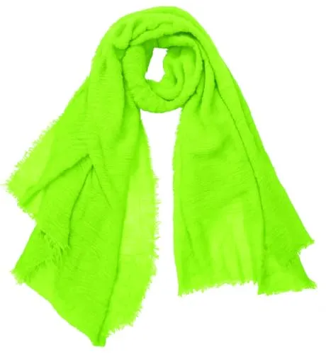 dy_mode Damen Schal in Unifarben Halstuch Schultertuch Weicher Stoff Leicht Durchsichtig - S206 (S206-NeonGrün)