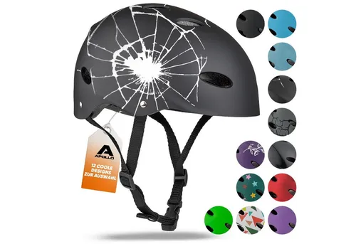 Apollo Größenverstellbarer Skatehelm mit coolem Design - Fahrradhelme mit modernem Retrodesign, bieten optimalen Schutz durch weiche Schaumstoffpads und sind ideal für Skate- und Radfahrer.