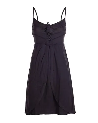 Vishes Damen Sommerkleid in Schwarz mit Spaghettiträgern I Größe M (36) I 100% Baumwolle I Stylisches Sommerkleid für Freizeit & Alltag I Nachhaltige Alternative Bekleidung