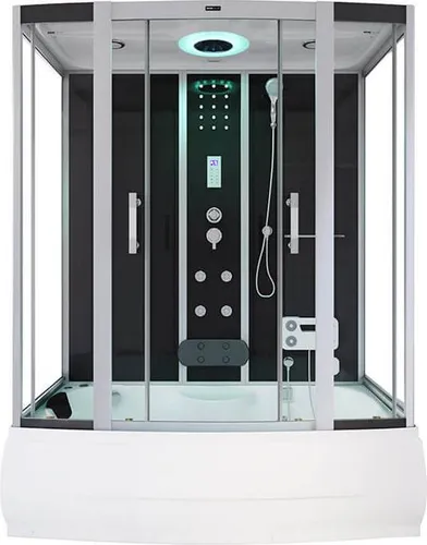 HOME DELUXE Dampfdusche DIAMOND - Alleskönner für Ihr Badezimmer - Dampfdusche, Dampfsauna, Whirlpool und mehr in einem! Genießen Sie maximalen Komfort mit integrierter Fußmassage und Ozon-Desinfektionssystem für ein entspannendes Wellness-Erlebnis.