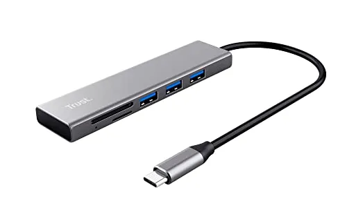 Trust Halyx Fast Kartenlesegerät (USB-C Hub, Aluminium-Gehäuse) - Kartenlesegerät mit USB-C Hub, elegantes Aluminium-Gehäuse für optimale Mobilität und Flexibilität.