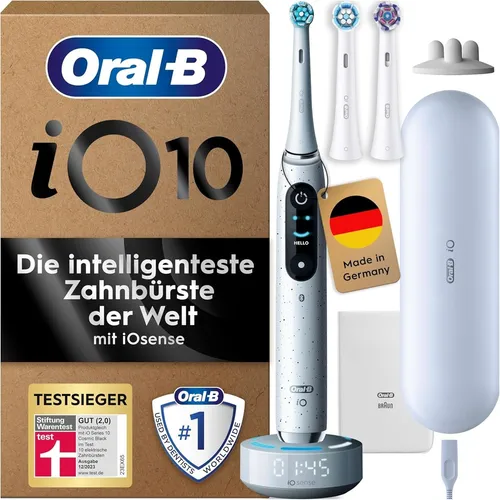Oral-B iO Series 10 Plus Edition - Elektrische Zahnbürste mit 3 Aufsteckbürsten - Elektrische Zahnbürste mit 7 Putzmodi und KI-Positionskennung für optimale Mundpflege, entfernt 100% mehr Plaque und sorgt für weiße Zähne ab dem 1. Tag.