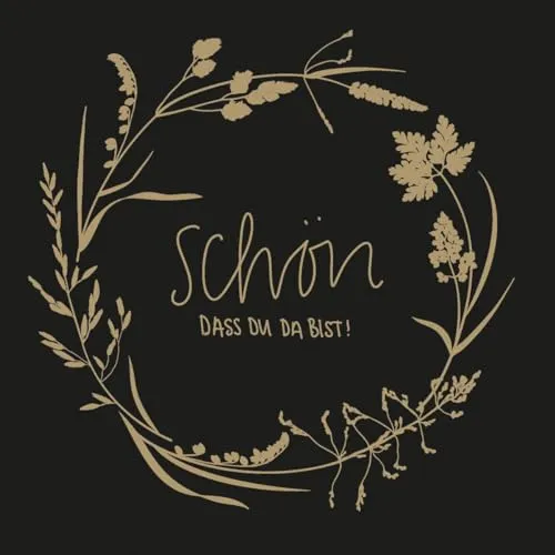 Mank Softpoint Serviette, Schön, dass du da bist!, 2-lagig Tissue 24 x 24 cm Feier Event Geburtstag Hochzeit 100 Stück (Schwarz)