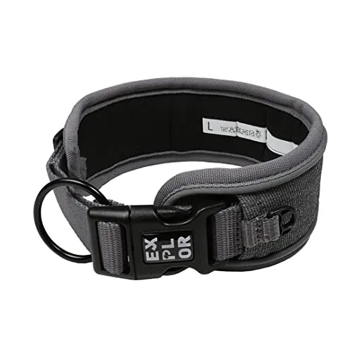 duvoplus, Halsband mit reflektierenden Nähbändern Ultimate Fit Comfy Control, Größe M – 39-44 cm, silberfarben, reflektierend, für Hunde, strapazierfähige und schnell trocknende Materialien