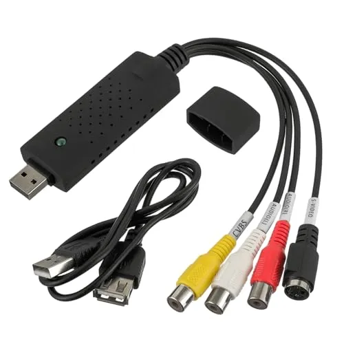 EPLZON USB 2.0 Audio Video Grabber Konverter Audio und Videodigitalisierung, VHS auf pc zu Digital Converter, mit Adapter für VHS/VCR/TV zu DVD für Windows11/10/8/7/Mac