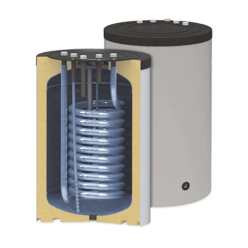 ThermoFlux Unterstellspeicher TBWSU 120 für Gasthermen - Brauchwasserspeicher mit integriertem Wärmetauscher und kathodischem Korrosionsschutz durch Magnesiumsanode, ideal für einfache Montage.