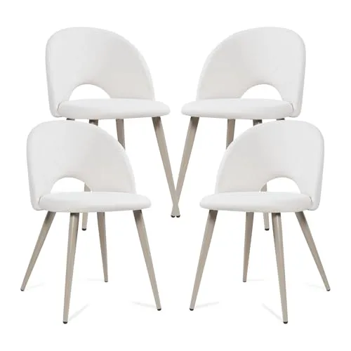 [en.casa] Esszimmerstühle Karijoki 4er Set – Skandinavische Polsterstühle in Beige mit Metallfüßen - Stylisches 4er-Set Esszimmerstühle: Gepolsterte Sitzfläche für hohen Komfort und einladende Atmosphäre. Robuste Metallfüße sorgen für Stabilität und eine hohe Belastbarkeit von bis zu 130 kg, ideal für jeden Wohnbereich.