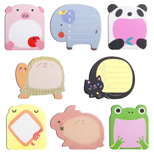 Lixiluxia 32 Paket Haftnotizen, Haftnotizen Klebezettel, Haftnotizen Lustig, Haftnotizen Tiere, Tierförmiger Haftnotizblock, Selbstklebende Notizblöcke, Cartoon Tiere Haftnotizen für Kinder(8 Stil)