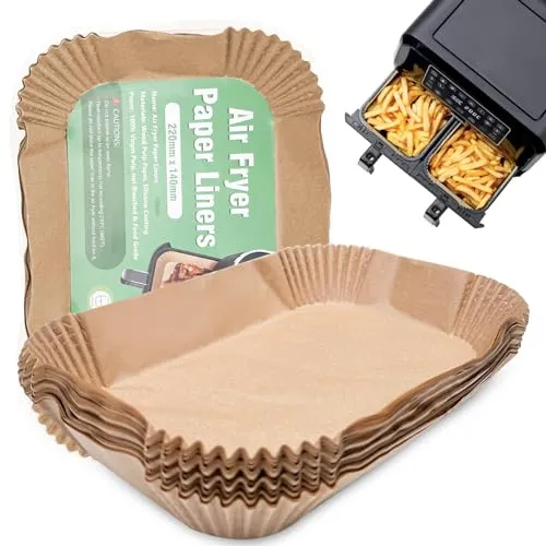 Traxenta Doppeltes Silikonöl Airfryer Backpapier, Heissluftfritteuse Zubehör Fritteusepapier, Fritteusen Papier Schalen, Air Fryer Baking Paper, Rechteckig Antihaft Heißluftfritteuse Fritteusenpapier