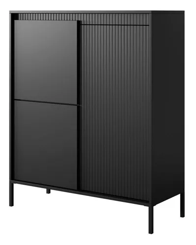 Feldmann-Wohnen Highboard Senso (Senso, 1 St., Highboard, Farbe wählbar), 104x40x124cm Farbe schwarz Grifflos