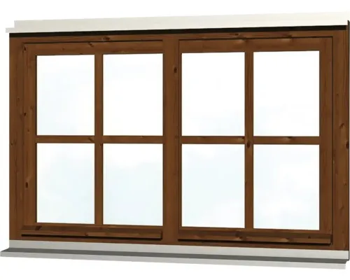 Doppelfenster SKAN HOLZ 132,4 x 82,1 cm Nussbaum - Gartenhäuser, hochwertiges Holzfenster in elegantem Nussbaum-Design für optimalen Lichteinfall und stilvolle Akzente.