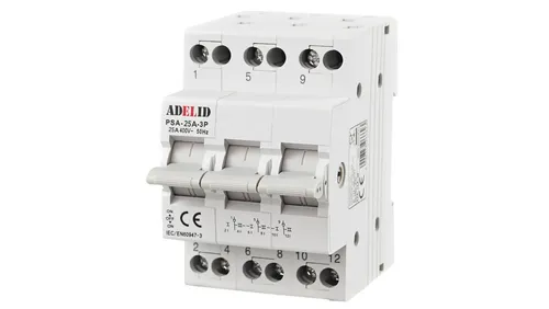 PRZEŁĄCZNIK ZASILANIA SIEĆ-AGREGAT 3P 25A 1-0-2 PSA-25A-3P