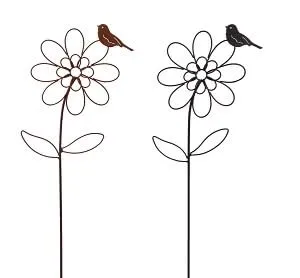 TrendLine Gartenstecker Metall Blume mit Schmetterling Sortiert 115 cm Gartenstecker