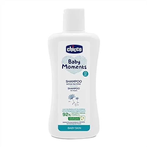 Chicco Baby Moments Shampoo Ohne Tränen, Kinder Shampoo Ohne Parabene 0+ Monate, 200 ml