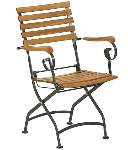 Dehner Klappsessel Tegernsee – Dunkelgrau & Hellbraun - Gartenstühle mit nostalgischem Flair: Der klappbare Dehner Klappsessel aus witterungsbeständigem Stahl und Akazienholz ist leicht, stabil und ideal für entspannte Stunden im Freien.