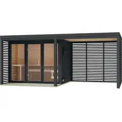 Karibu Saunahaus Angelus XL mit Anbau und Saunaofen von Karibu