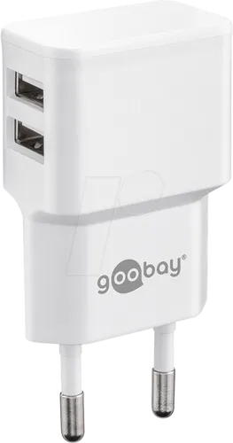 GOOBAY 44952 - USB-Ladegerät, 5 V, 2400 mA, dual, weiß