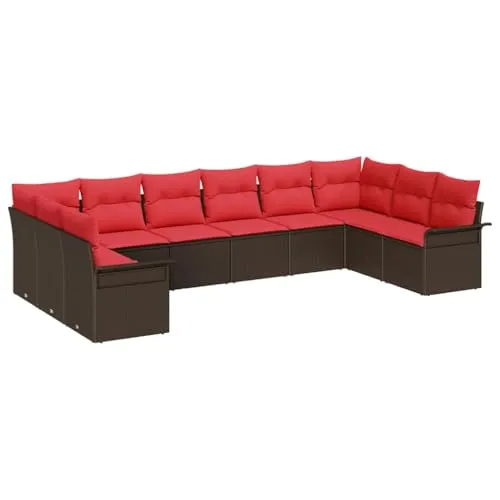 vidaXL Gartensofa-Set 10-teilig Beige Poly-Rattan - Modulares Garten-Sofa-Set für 10 Personen, ideal für entspannte Stunden im Freien. Flexibles Design und bequeme Kissen sorgen für Komfort und stilvolle Akzente in jedem Garten oder auf der Terrasse.