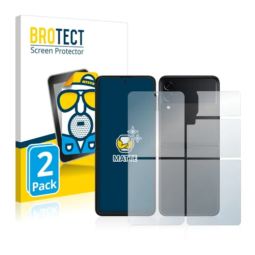 2x Schutzfolie Matt für Samsung Galaxy Z Flip 3 5G (Display+Rückseite) D