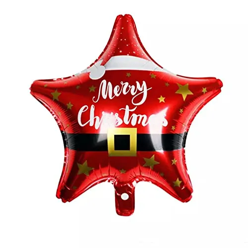 Folienballon Weihnachten -Stern Merry Christmas rot, ca. 45 cm - Groß XL Weihnachtsmann Weihnachstabaum Helium Folienluftballon Luftballon Weihnachtsfeier Party Deko Kopper-24 Dekoration
