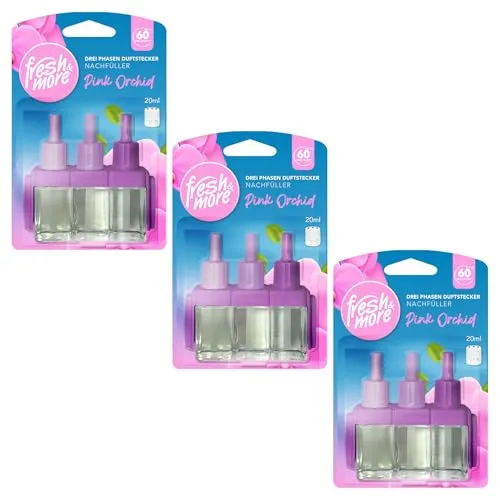 Fresh & More Nachfüller 3x 20ml Duft Pink Orchid - kompatibel mit Febreze & Ambi Pur 3Volution Duftstecker