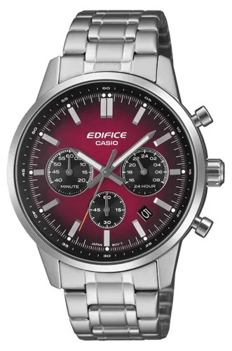 CASIO Edifice Herrenuhr EFR-575D-4AEF - Sportlicher Chronograph in Rot und Silber - Stylische CASIO Edifice Herrenuhr mit präzisem Chronographen und elegantem Edelstahlgehäuse. Das rote Ziffernblatt und die Stoppuhrfunktion machen sie zum idealen Begleiter für aktive Männer.