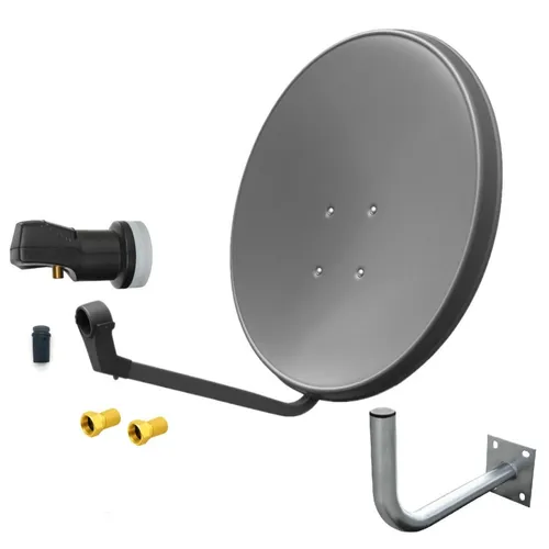 ARLI 60cm HD Sat Anlage mit Single LNB und Wandhalter - SAT-Antenne für optimalen Empfang: Die 60cm Schüssel eignet sich perfekt für Astra 19,2° oder Hotbird 13° und ist ideal für Zuhause, Garten oder Camping.