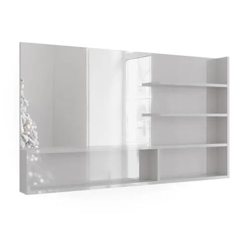 Vicco Badspiegel Weiß Hochglanz 119.8 x 70 cm mit offenen Fächern - Stilvoller Badspiegel in Weiß Hochglanz, ideal für Ihr Badezimmer. Mit praktischen offenen Fächern für zusätzlichen Stauraum und Ordnung.