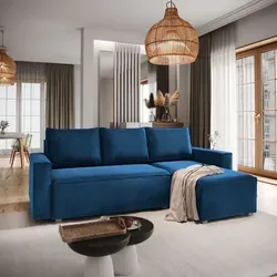 Masseno Ecksofa SILES mit Schlaffunktion in Blau