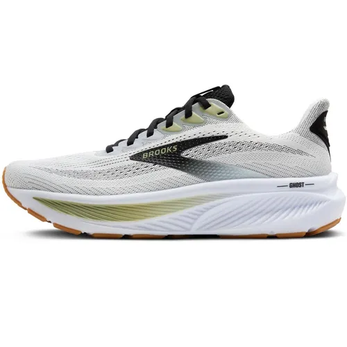 Brooks Herren Ghost 17 Laufschuh in Weiß 44.5 - Laufschuhe mit ultra-sanftem Laufgefühl dank stickstoff-injizierter DNA LOFT v3 Zwischensohle, atmungsaktivem Mesh-Obermaterial und nachhaltiger Außensohle für optimale Traktion.