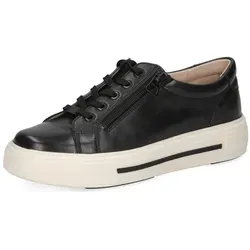 CAPRICE Damen Sneaker flach aus Leder mit Reißverschluss, Schwarz (Black Nappa), 37 EU - Damen-Sneaker mit AIRMOTION Sohlentechnologie für optimale Zirkulation und Komfort. Hochwertiges Leder und G-Weite sorgen für eine perfekte Passform und ein modisches Statement im Alltag.