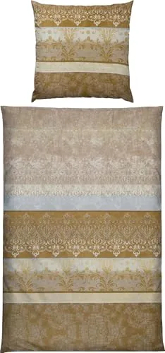 Erwin Müller Mako-Satin Bettwäsche Bettgarnitur beige 80x80 cm / 135x200 cm - Erwin Müller Bettwäsche aus Mako-Satin. Bequem und stilvoll mit Wende-Kissenbezug. Das feine Gewebe sorgt für ein angenehmes Schlafklima und ist pflegeleicht dank Reißverschluss.
