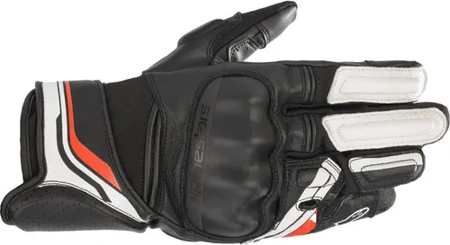 Alpinestars Booster V2 Motorradhandschuhe, schwarz-weiss, Größe M - Motorradhandschuhe aus strapazierfähigem Ziegenleder mit viskoelastischem Knöchelprotektor für optimalen Aufprallschutz und hervorragenden Grip.
