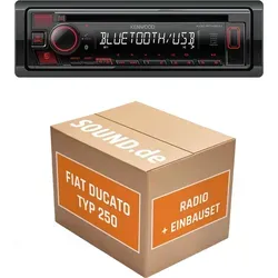 Kenwood KDC-BT460U Autoradio Einbaupaket für Fiat Ducato III Typ 250 - Komplettset für den einfachen Austausch Ihres Autoradios im Fiat Ducato III Typ 250 (2006-2011). Mit Bluetooth für Freisprechanrufe und Musikstreaming sowie passendem Einbauzubehör.