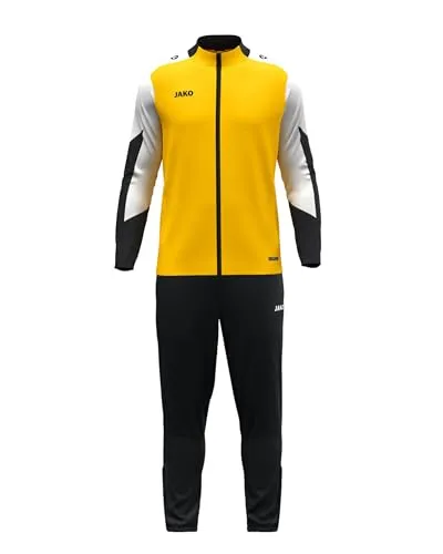 JAKO Unisex Polyesteranzug Dynamic, gelb/weiß/schwarz, 3XL - Trainingsbekleidung für Herren: Umweltfreundlicher Jogginganzug aus 100% recyceltem Polyester, mit optimalem Sitz und praktischen Reißverschlusstaschen für kleinen Stauraum.