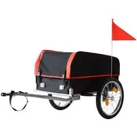 Relaxdays Klappbarer Fahrradanhänger Lastenanhänger, 120l, Schwarz-Rot