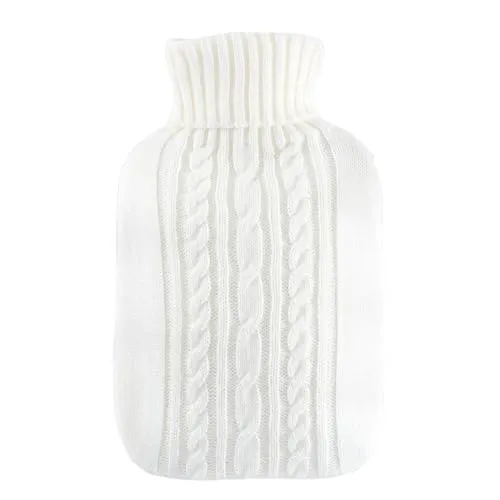 Hugo Frosch Wärmflasche Klassik 1,8 l mit Strickbezug Weiß - Wärmflasche zur Behandlung von Schmerzen & Fieber, hochwertige Qualität „Made in Germany“ mit elegantem, abnehmbarem Strickbezug und sicherer XL-Haltelasche für komfortable Nutzung.