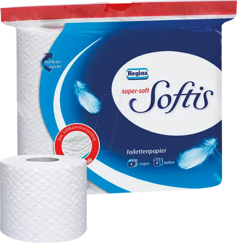 Softis Toilettenpapier 4-lagig - 9 Rollen - Premium Toilettenpapier mit 4 Lagen für sanften Komfort und höchste Saugkraft. Ideal für empfindliche Haut, reißfest und hygienisch für Ihr Badezimmer.