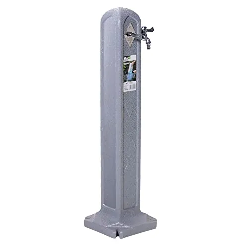 Tanker hoher Quelltank 240x240x900 mm - Grau - Wasserhahn für den Garten aus robustem Kunststoff, ideal für eine komfortable Nutzung dank seiner hohen Bauweise.