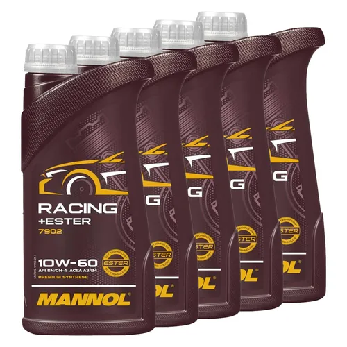 5x 1 LITER Motoröl ÖL 10W-60 MANNOL RACING VOLLSYNTHESE VW BMW Ford GM MB Audi