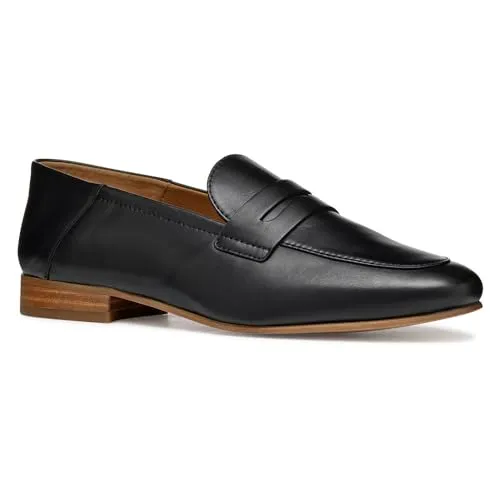 Geox Damen D MANTINEA A Loafer, Black, 39 EU - Slipper & Mokassins für Damen, eckige Schuhspitze für einfaches Anziehen und optimalen Komfort.