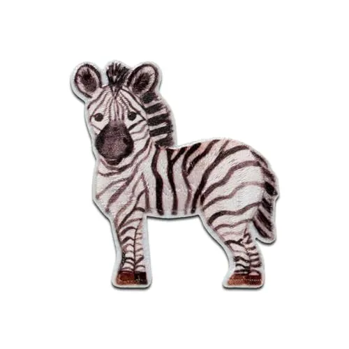 Zebra - Aufnäher, Bügelbild, Aufbügler, Applikationen, Patches, Flicken, zum aufbügeln, Größe: 5,5 x 5 cm