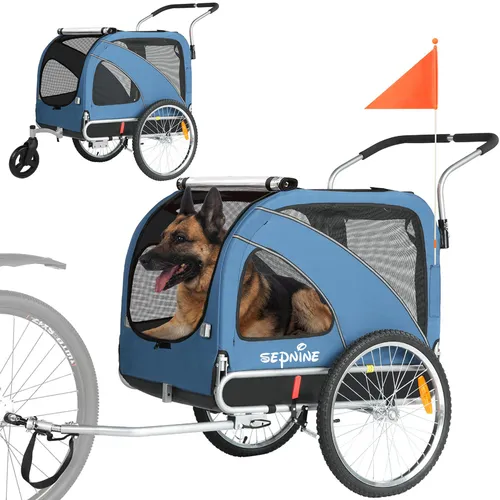 Fahrradhundeanhänger 2 in 1 Faltbarer Anhänger mit Feststellbremse, für M/L Hunde