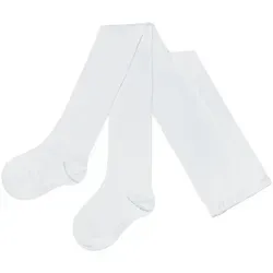 WERI SPEZIALS Strumpfhersteller GmbH Strickstrumpfhose Kinderstrumpfhosen für Mädchen >>Einfarbig: Rosarot<< weiche Baumwolle weiß 122-128