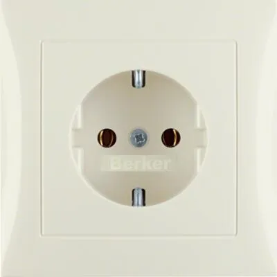 Berker 47428982 Steckdose SCHUKO mit Abdeckplatte, S.1, weiß glänzend