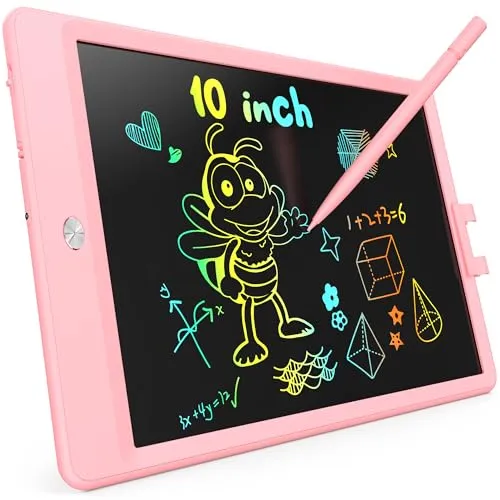 KOKODI Lcd Schreibtafel Kinder für Spielzeug ab 1 jahre, 10 Zoll Heller Bunten Maltafel Zaubertafel für 1 2 3 4 5 Jahre, Spielzeuggeschenke Valentinstag Geburtstag Geschenk alt Mädchen Jungen, Rosa