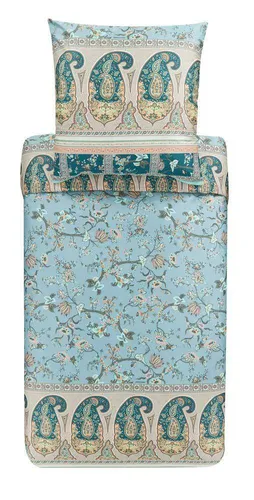 Bassetti Mako Satin Bettwäsche Genova B1 Blau 155x220 cm in grün von Bassetti