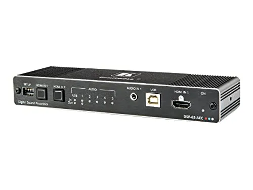 KRAMER DSP-62-AEC - 6x2 PoE Audio Matrix mit DSP und AEC - Audio/Video HDMI-Switches und Splitter, bietet hochwertige Audioverarbeitung mit DSP und AEC für klare Kommunikation in Konferenzräumen.