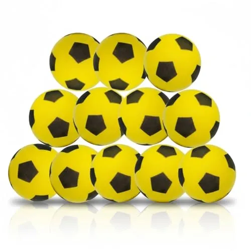 alldoro 68737 Schaumstoffball 12er Set Gelb, Ø 20 cm, extra weiche Softbälle, Fußball für Kinder ab 0 Jahren, leise & leicht, Ball für Indoor & Outdoor